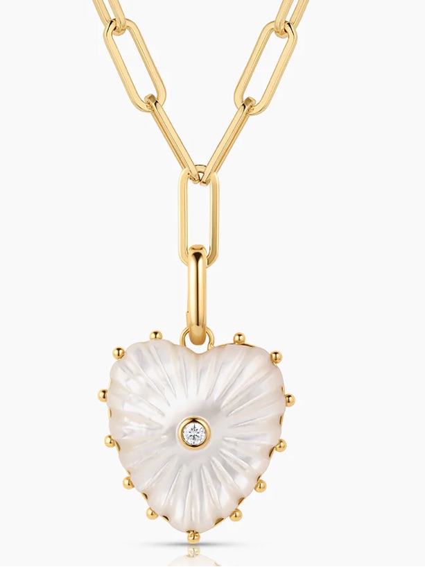 Thatch Malene Mother-Of-Pearl Heart Pendant With Paperclip Chain Necklace